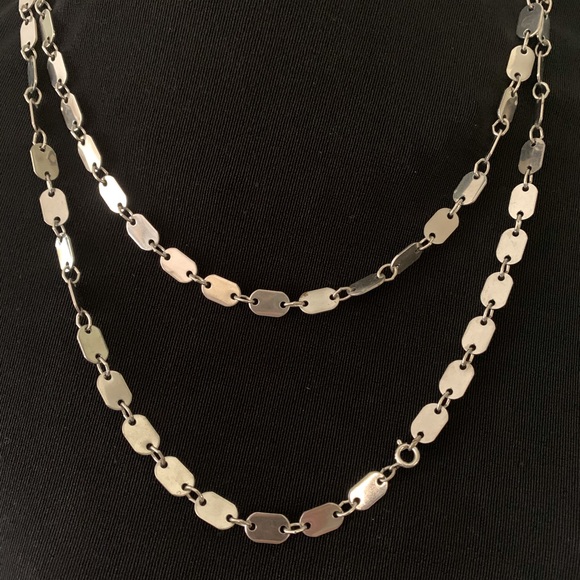 Vintage Jewelry - VINTAGE LONG SILVER LINK CHAIN